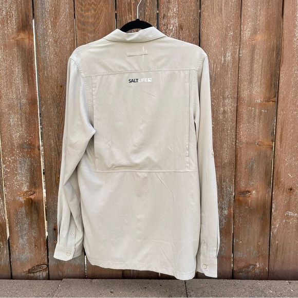 SALT LIFE Men’s Tan SLX UVapor Lightweight Long Sleeve Button Down Shirt Small - Picture 14 of 14